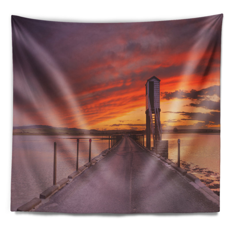 Tapisserie panorama sainte island of lindisfarne, H 50 po x l 60 po