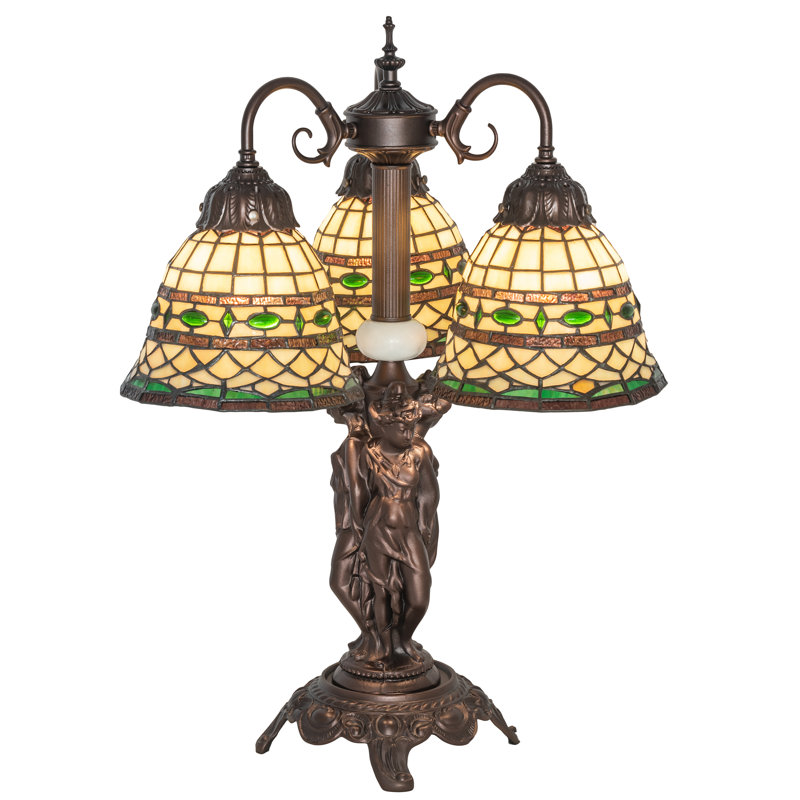 Lampe de table arquée 23 po bronze acajou