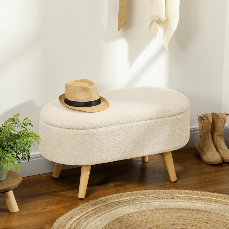 82cm Wide Footstool Ottoman, Beige