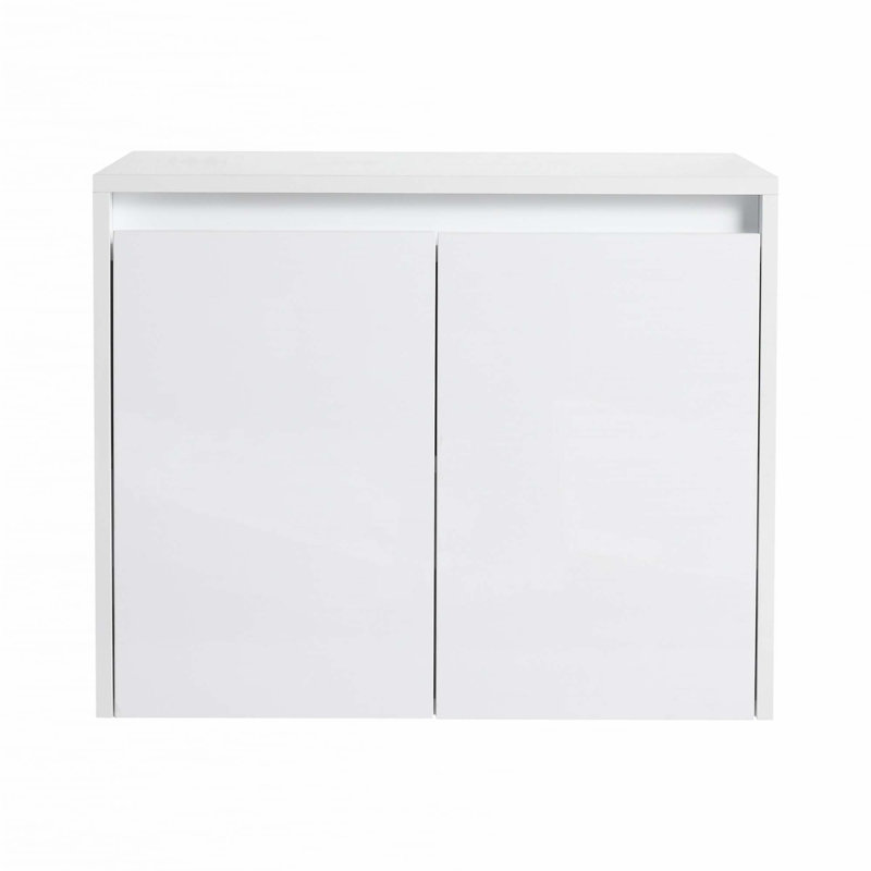 Meuble-lavabo 48 po avec lavabo en résine, portes à fermeture en douceur et armoire murale, fixation à flotteur