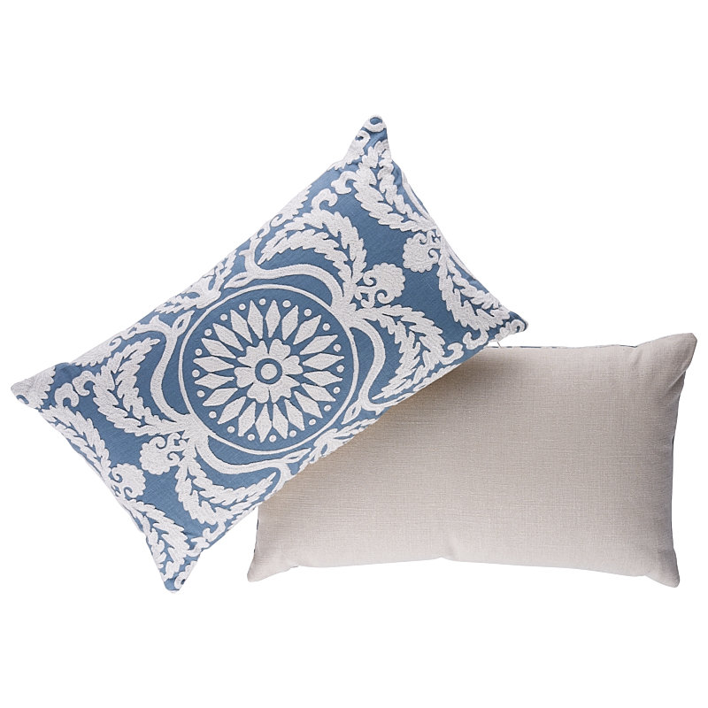 Castanet Embroidery Pillow, Chambray/White