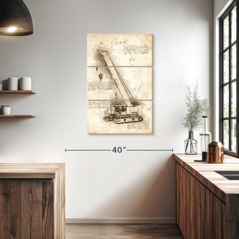 Crane Blueprint, 38" H x 24" W