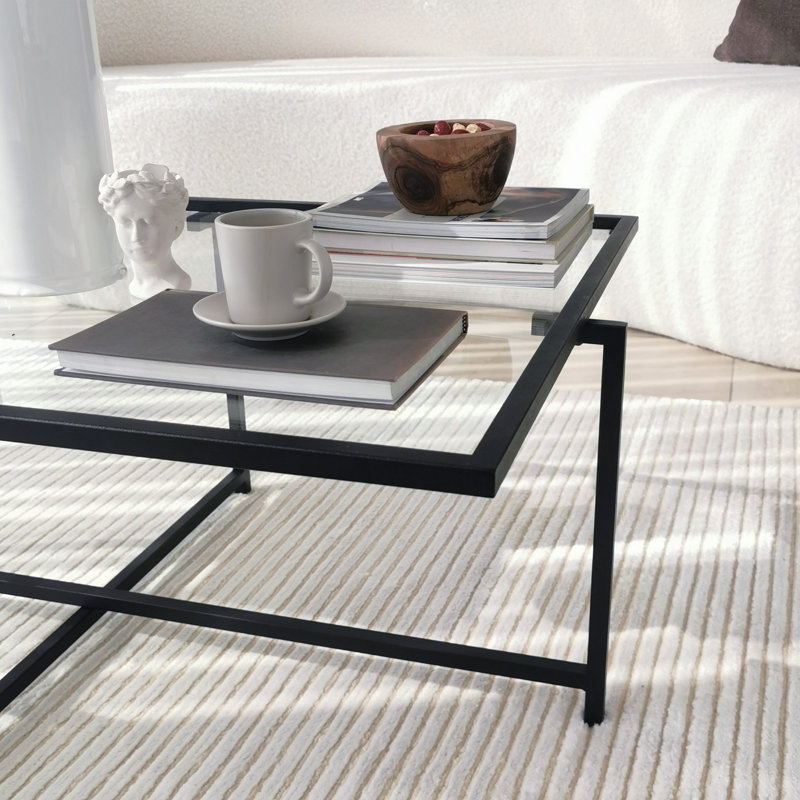Jecory Four Leg Coffee Table, Black