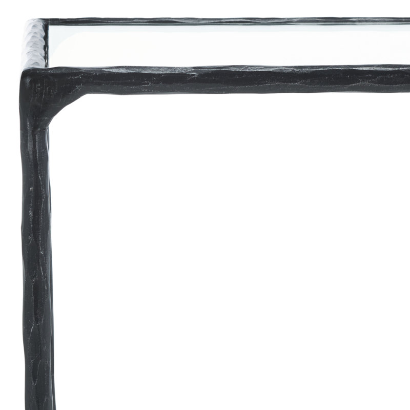 Isabellina Metal and Glass Accent Table, Black