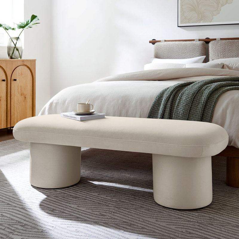 Banc en velours Orla Performance taupe, Amande