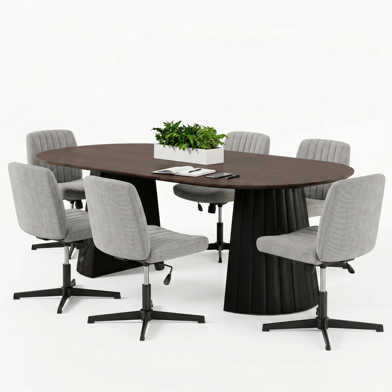Ensemble de table de réunion ovale 7 pièces Jade