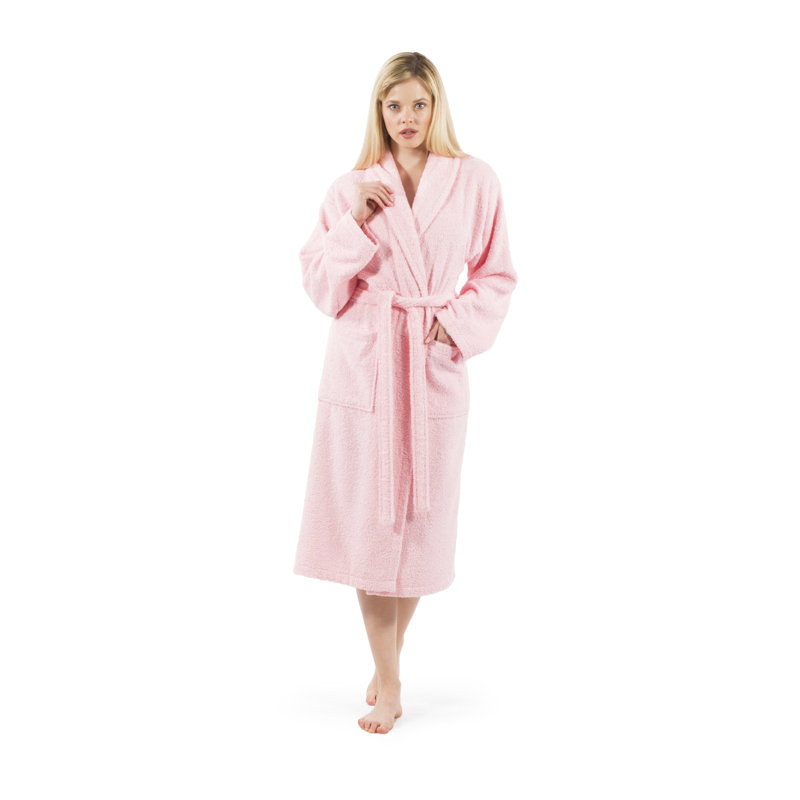 Small/Medium Pink Cotton Terry Cloth Bathrobe