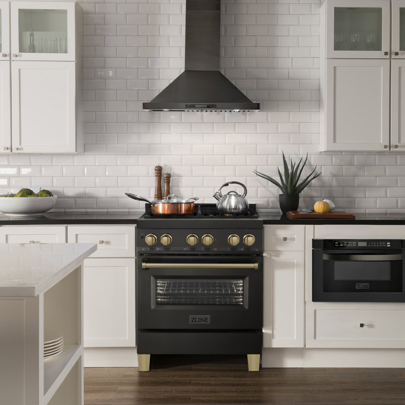 ZLINE Autograph 30" Legacy Dual Fuel Range, Champagne Bronze/Black Stainless Steel