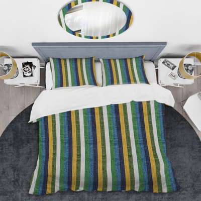 Ensemble de housse de couette en microfibre jaune / bleu / vert 3 pièces
