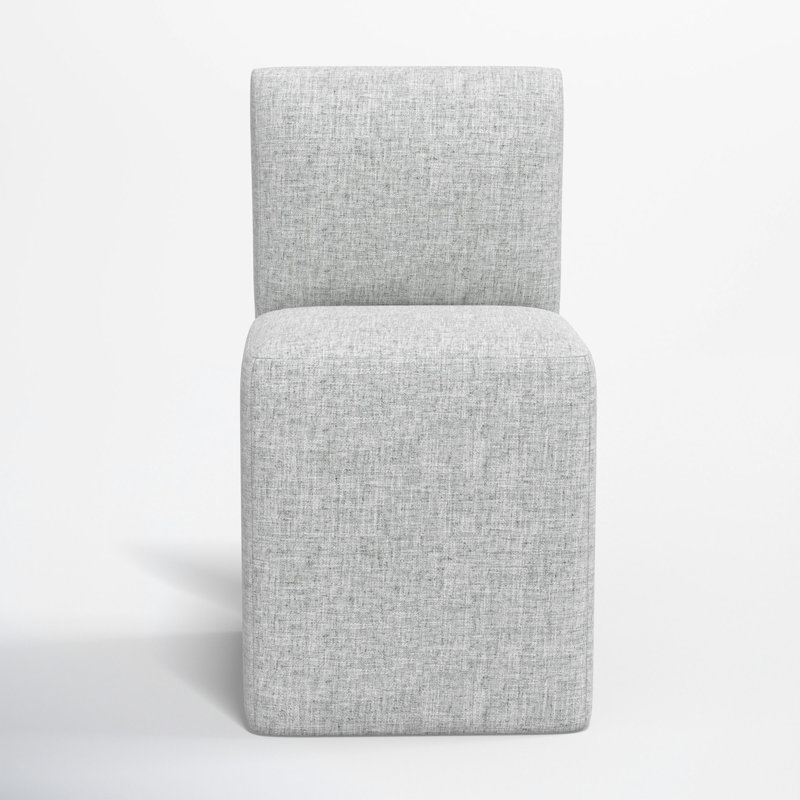 Mendy Upholstered Dining Chair with Casters, Zuma Pumice Textured Linen