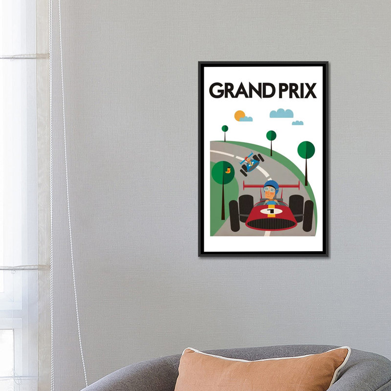 « grand prix », impression sur toile, H 26 po x l 18 po x P 1,5 po, Toile avec cadre noir, Pas de tapis