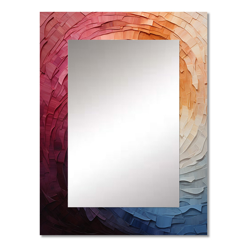 Colorful Rainbow wave I - Rainbow Decorative Wall Mirror, Traditional Large Mirror, Printed Metal Art, 32" x 24"