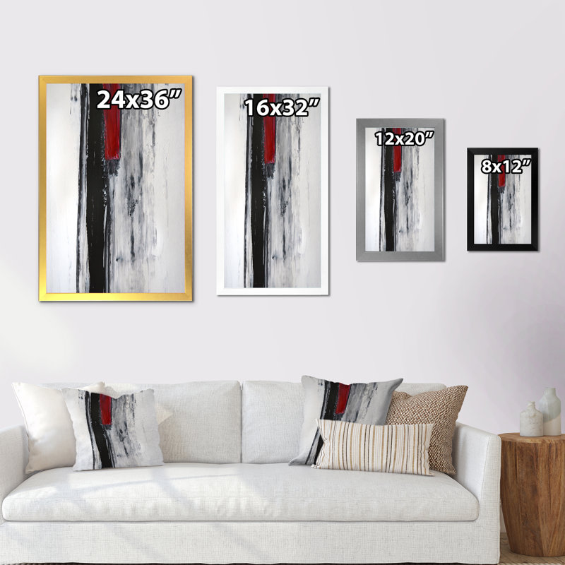 Abstract Canvas Wall Art, Black Red Modern Art Print - Black Meets Red Abstract Art, Black Picture Framed