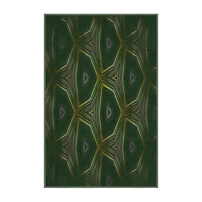 Tapis en laine vert / gris clair, Rectangle 7 pi x 10 pi