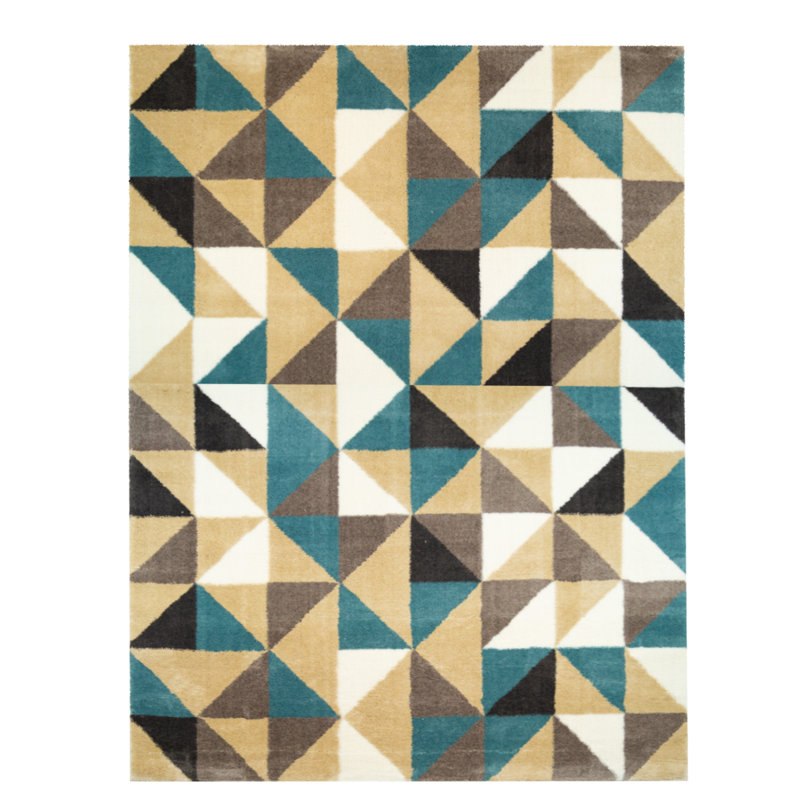 Tapis à motif géométrique brun Altheimer, Rectangle 3 pi 4 po x 5 pi