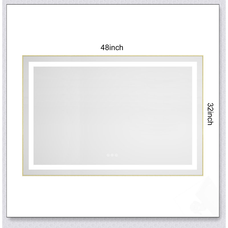 Miroir de salle de bain DEL, 32 po x 48 po, Noir, Horizontale