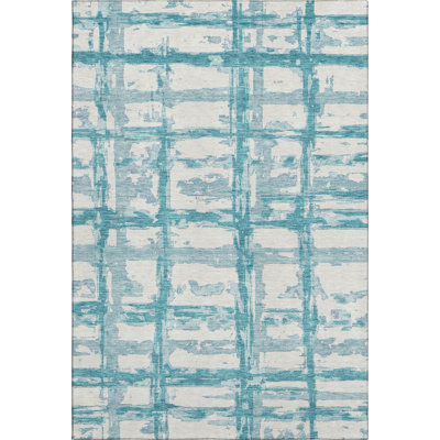 Premium Machine Washable Prisco Teal Rug