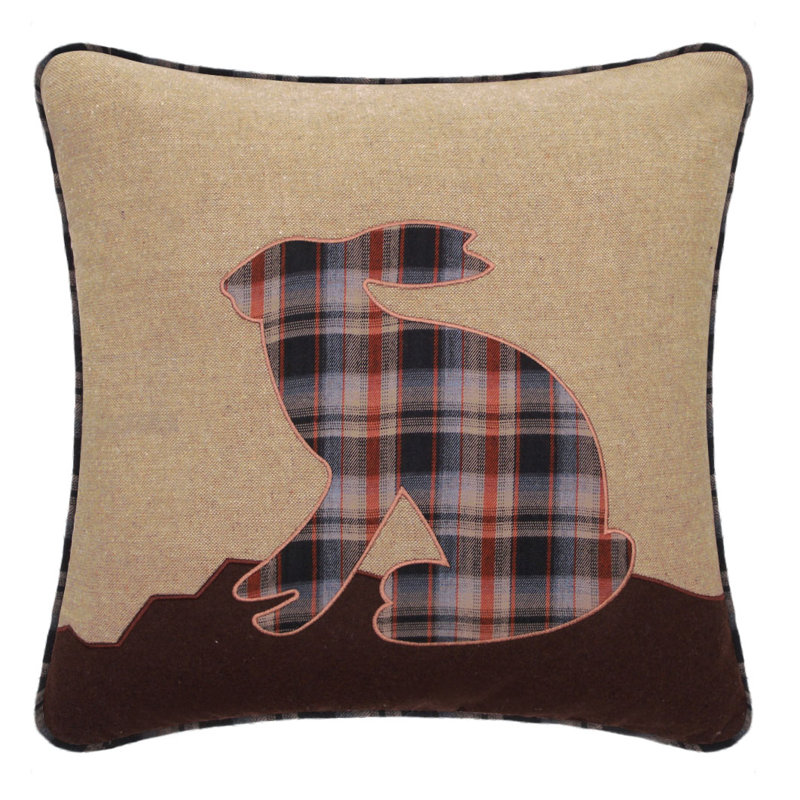 Skylar Plaid Square Throw Pillow Cover, Natural/Brown