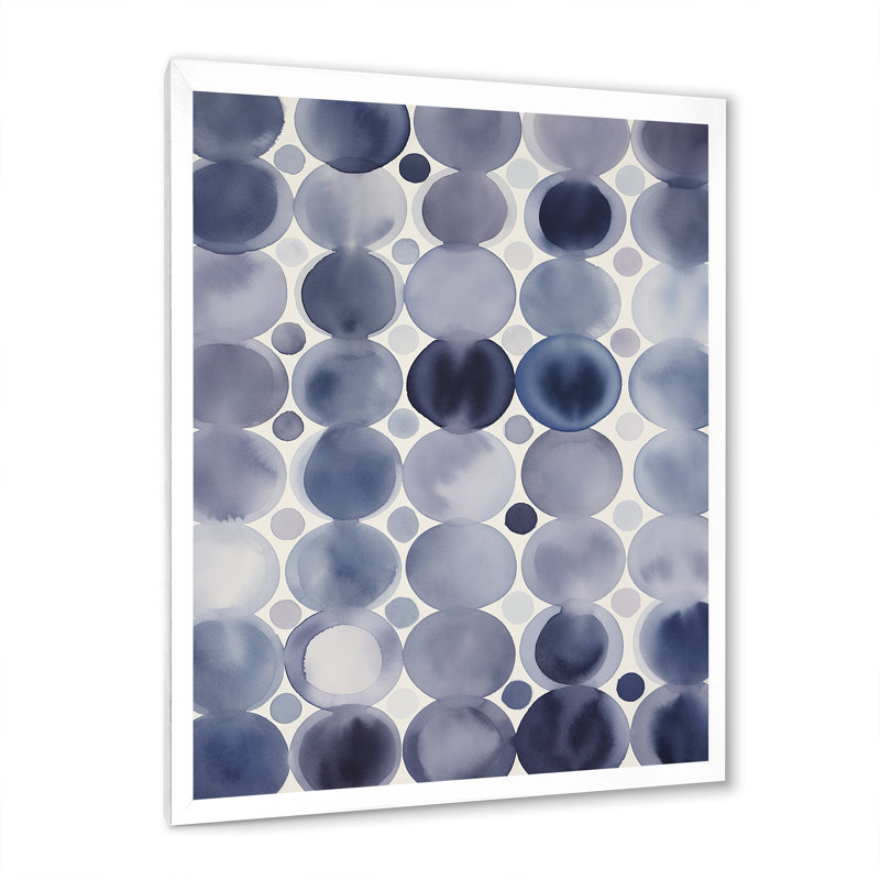 Universal Universal circulaire circulaire aquarelle rétro bleu I - moderne art géométrique mural salon, Cadre simple blanc