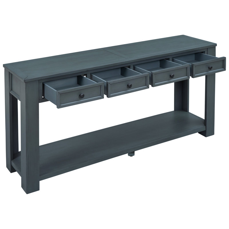 Console Table/Sofa Table With Storage Drawers And Bottom Shelf For Entryway Hallway, Navy