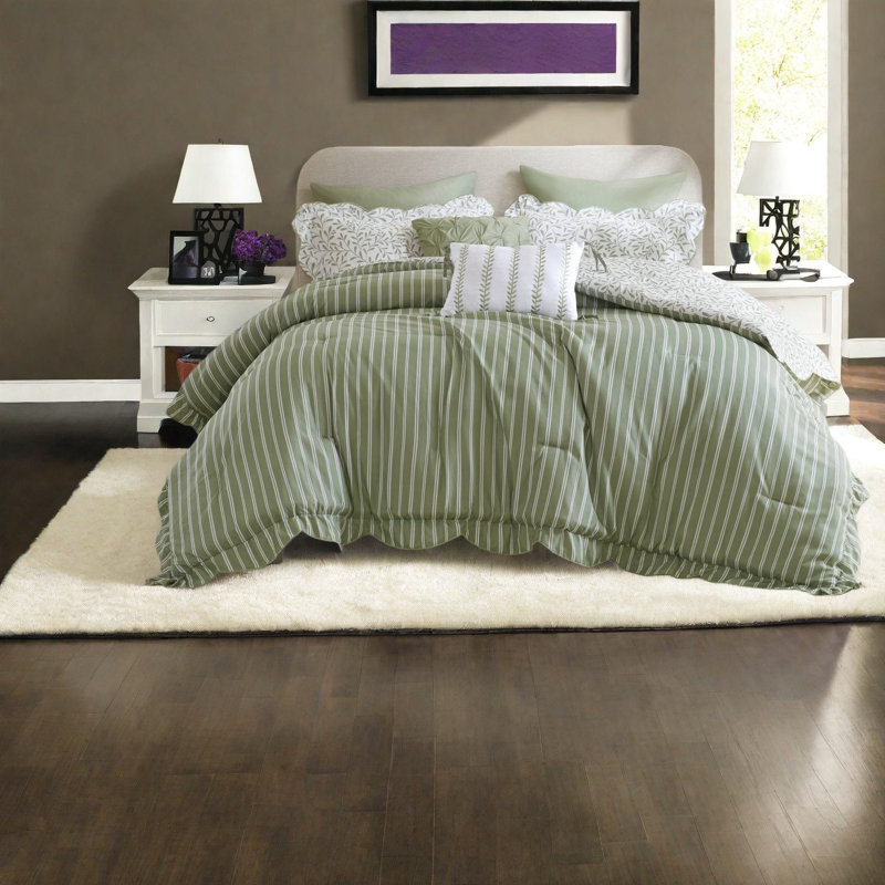 Ensemble de literie pour grand lit douillet en polyester doux vert sauge pour la maison