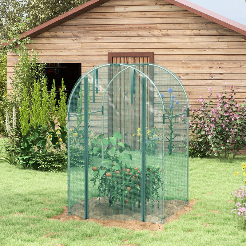 Cage de protection des plantes 4 pi X - Cadre en acier galvanisé et porte à fermeture à glissière pour jardin, cour, protection de pelouse