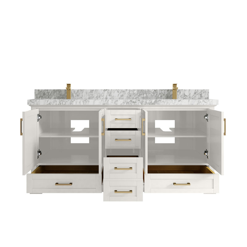 Boston 72 po X P 22 po De salle de bain double en albâtre Marbre de Carrare