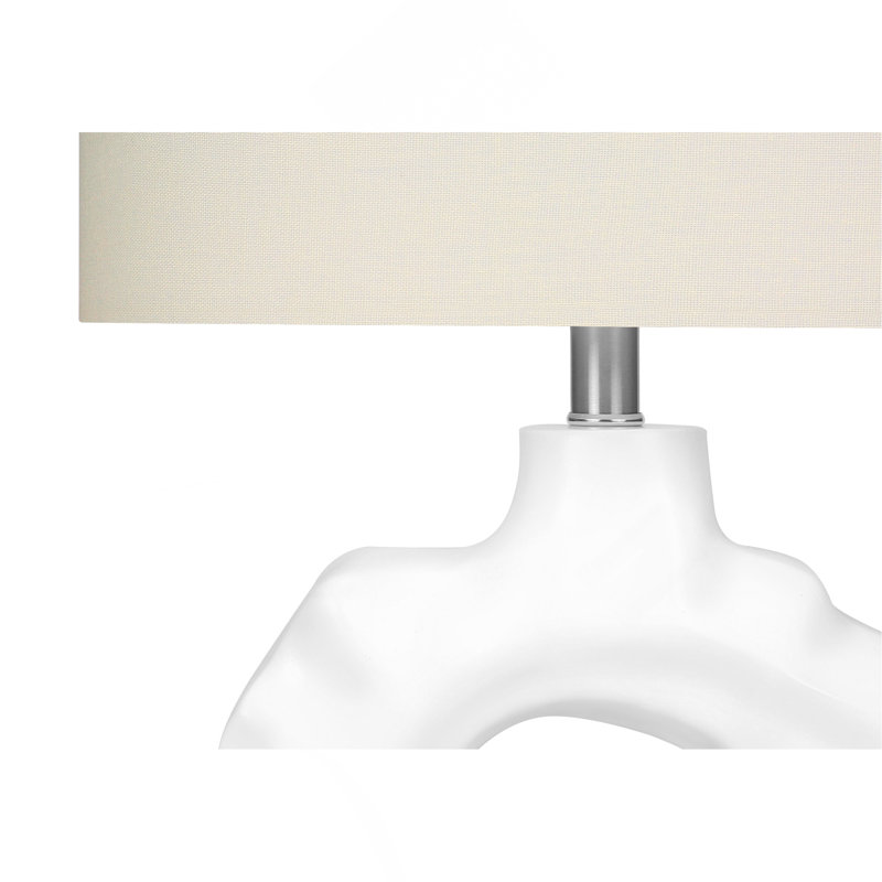Lighting, H 25 po, lampe de table, résine crème, abat-jour ivoire / crème, moderne