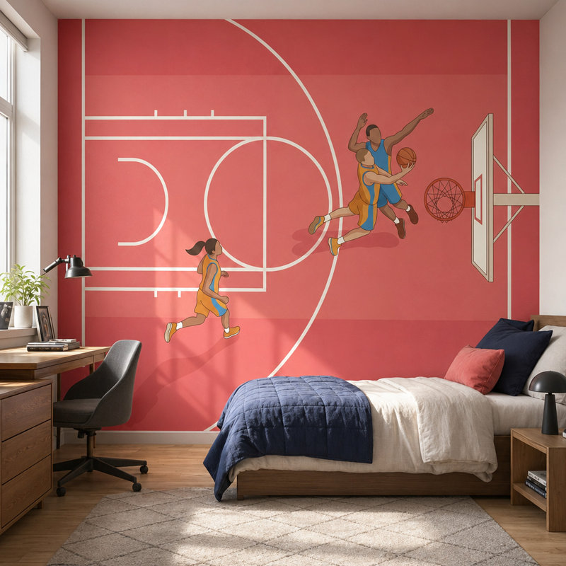 Décoration murale amovible Basketball, 160 po x 108 po, Non tissé