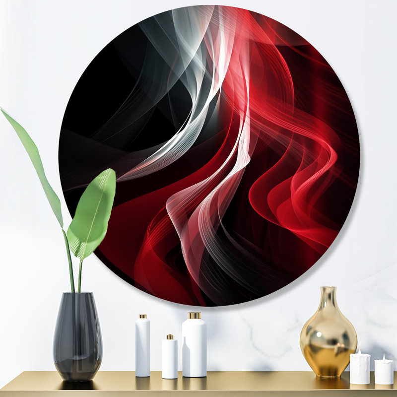Art abstrait rond rouge et abstrait contemplatif VI, H 29 po x l 29 po x P 1 po