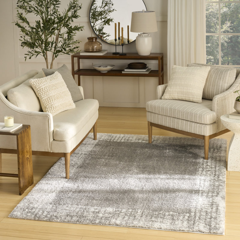 Pernell  Grey Shag Indoor Rug, Rectangle 5'3" x 7'3"
