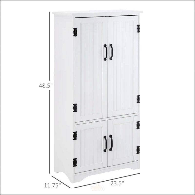 Garde-manger autoportant de style campagnard avec tablettes réglables et rangement multi-scène, pour organiser et maximiser l'espace.