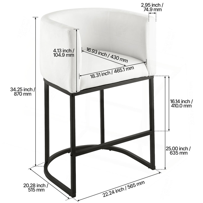 Ensemble de tabourets de bar comprenant 3 tabourets de hauteur de comptoir de 25 pouces, tabouret de bar avec dossier, accoudoirs, structure en métal et repose-pieds, chaise de bar d'appoint en tissu, tabourets de bar pour la cuisine et la salle à mange