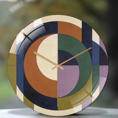12" Round Tempered Glass Wall Clock with Silent Quartz Movement