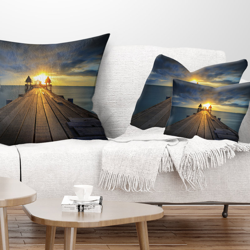 Coussin de pont en bois illuminé Pier, Rectangulaire, 12 po x 20 po