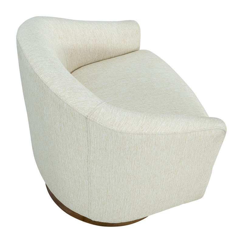 Cream Barrel Swivel Chair with Manufactured Wood Base