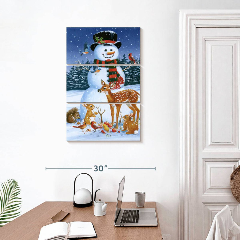 Bonhomme de neige Lelend avec des amis, H 32 po x l 20 po