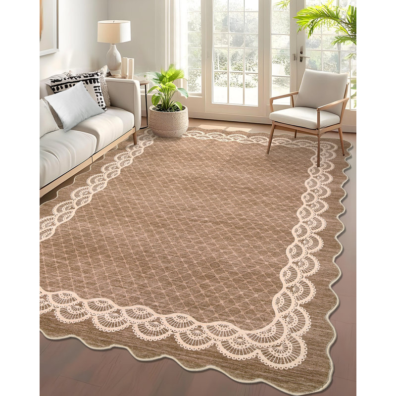Rectangle Washable Area Rug, Tan, Rectangle 120 x 170 cm