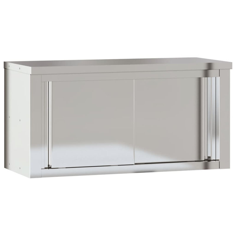 Callison Silver Stainless Steel Accent Cabinet, 92cm H x 46cm W x 40cm D