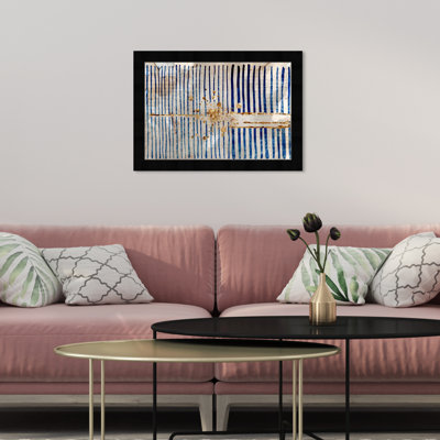 «Blue and Gold Abstract Lines» par Oliver Gal - reproduction imprimée