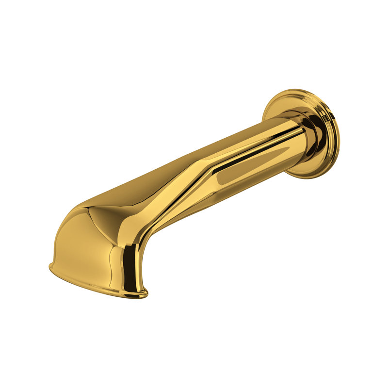 Edwardian™ Wall Mount Tub Spout, Unlacquered Brass, Without Handles