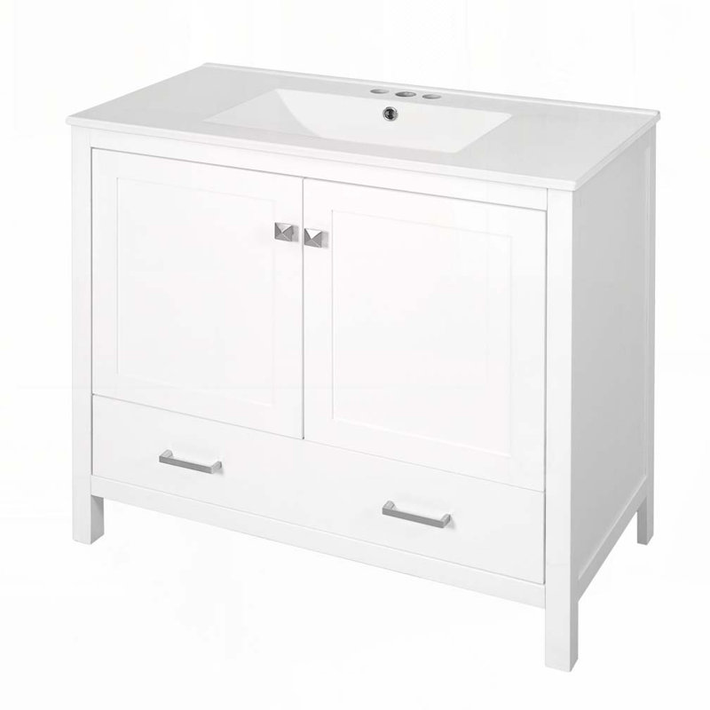 Meuble-lavabo 36 po avec lavabo en céramique, Blanc