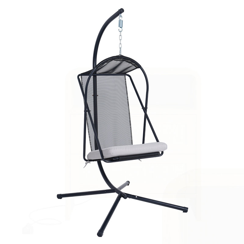 Patio Hanging Egg Chair wth Stand, Black