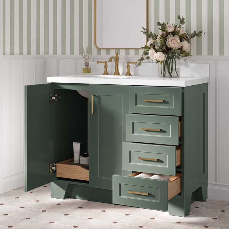 43 IN.  Single Bathroom Vanity, Left, Rectangular, Vintage Green