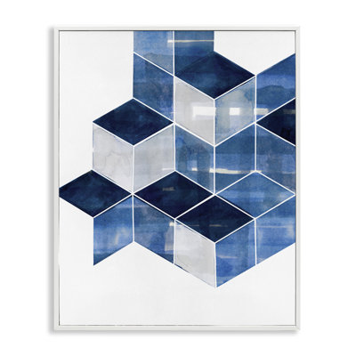 Cubes géométriques empilés, estampe numérique encadrée par Steller Design Studio