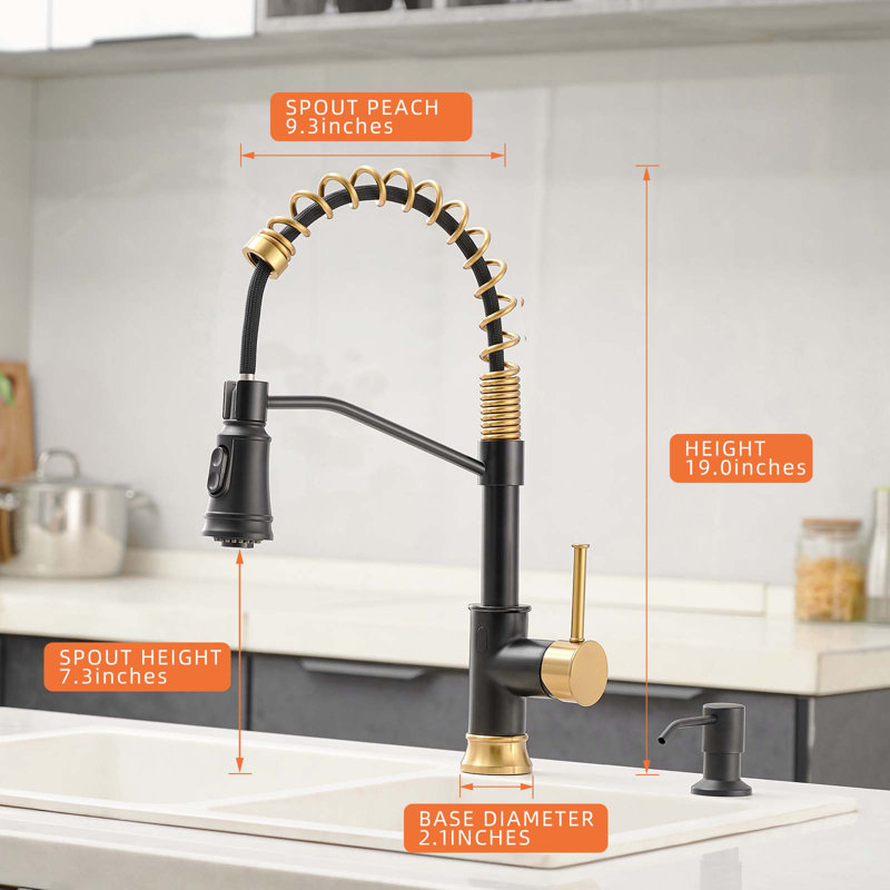 HOOSENG Pull Down Touchless Kitchen Faucet, Gold/Matte Black