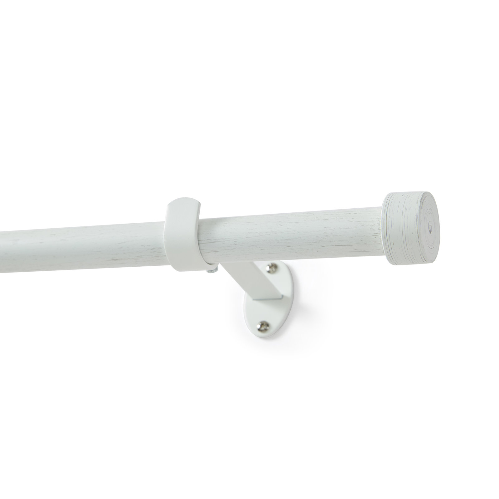 Victorine Cap Finial Single Curtain Rod, 32"W x 78"L, White