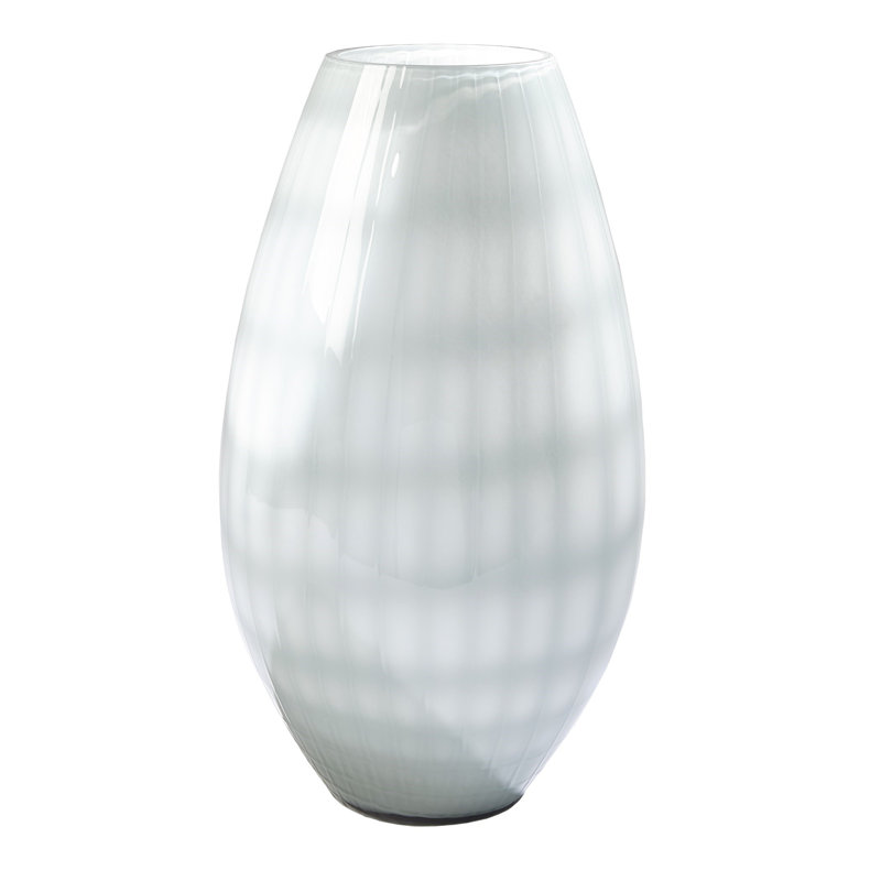 Vase en verre tubé bleu, H 14 po x l 7,75 po x P 7,75 po