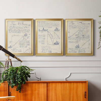«Nautical Journal IV», ensemble de 3 impressions sur toile encadrées