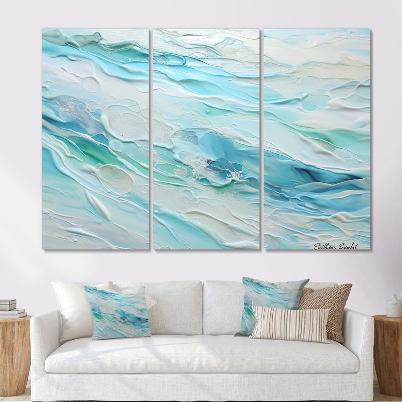 Océan charme liquide Art - ensemble de décoration murale océan, Toile tendue, H 40 po x l 60 po